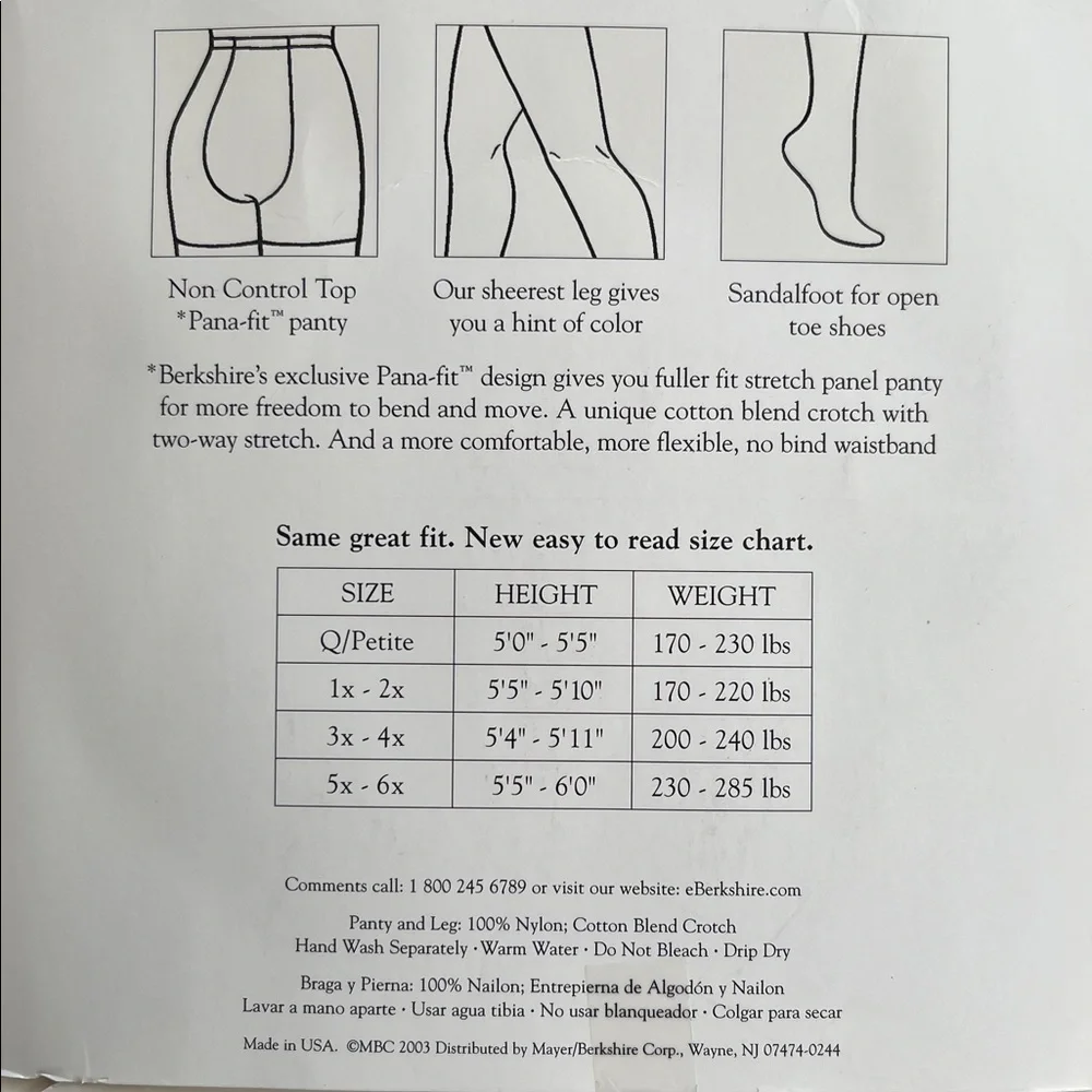 Berkshire Ultra Sheer Nude Non-Control Top Sandalfoot Queen 4413 Pantyhose 1x-2x